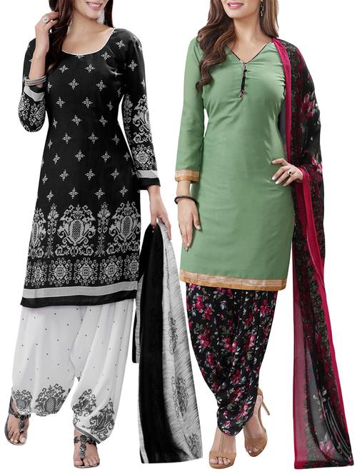 set of 2 multicolored combos dress material - 14345681 - Very Small Image - 1