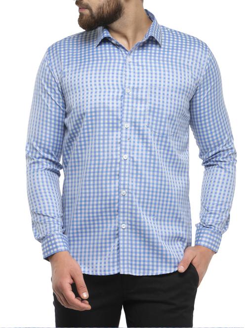 blue cotton casual shirt - 14345890 - Very Small Image - 1