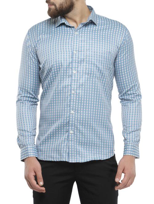 blue cotton casual shirt - 14345891 - Very Small Image - 1