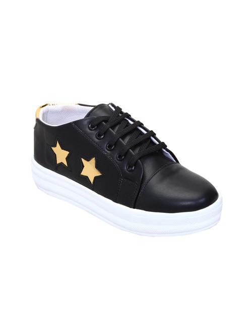 black faux leather laceup sneakers - 14345965 - Very Small Image - 1