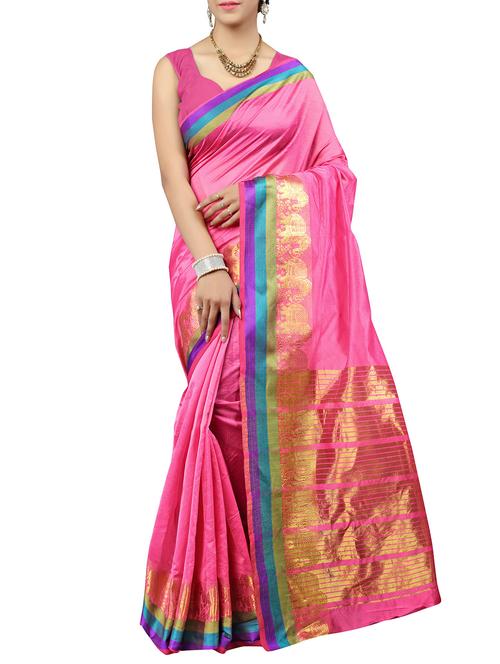 Conversational Zari Border Woven Saree With Blouse - 14346799 - Very Small Image - 1
