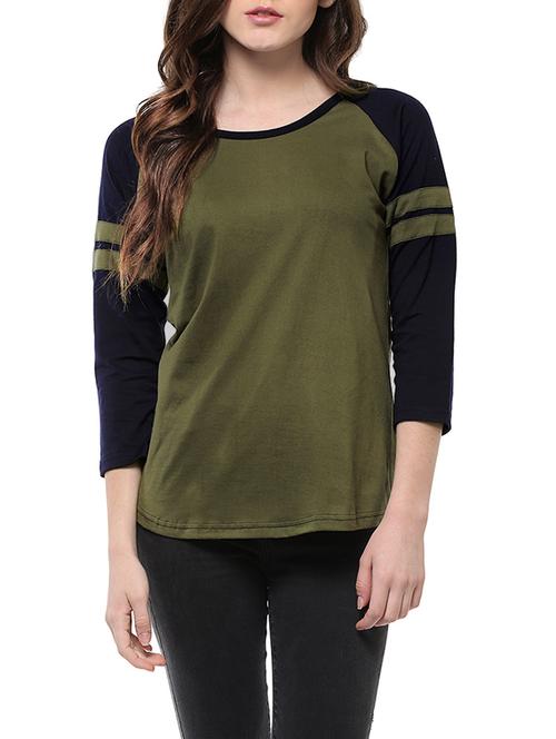 raglan sleeved color block tee - 14347242 - Very Small Image - 1