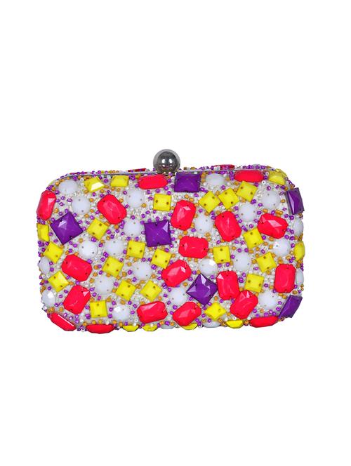 multi colored polyester box clutch - 14347594 - Very Small Image - 1