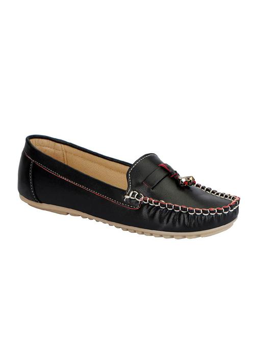 black faux leather slip on loafers - 14348580 - Very Small Image - 1