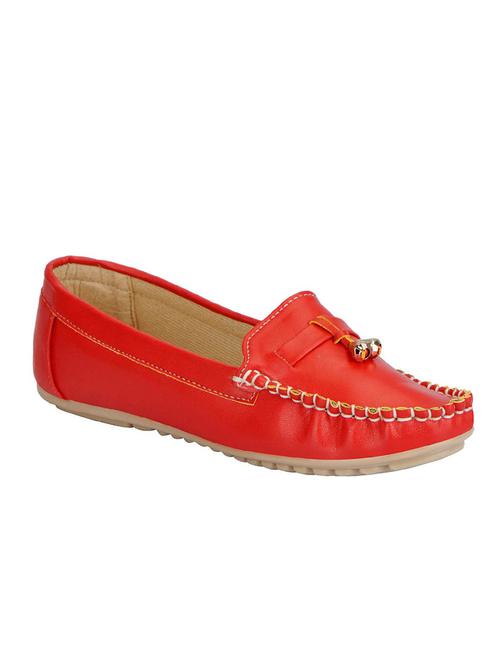 Red Faux Leather Slip On Loafers - 14348581 - Very Small Image - 1