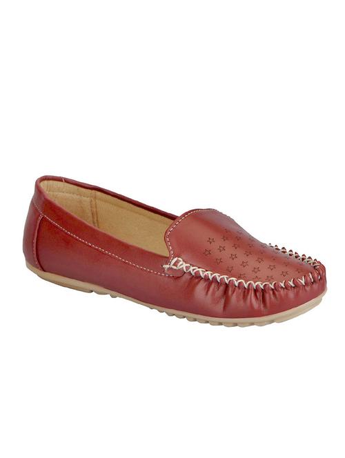 maroon faux leather slip on loafers - 14348583 - Very Small Image - 1