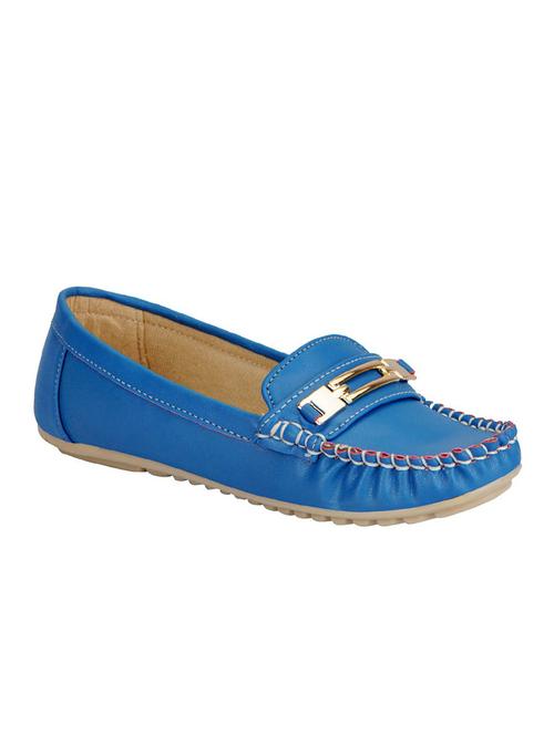 blue faux leather slip on loafers - 14348587 - Very Small Image - 1