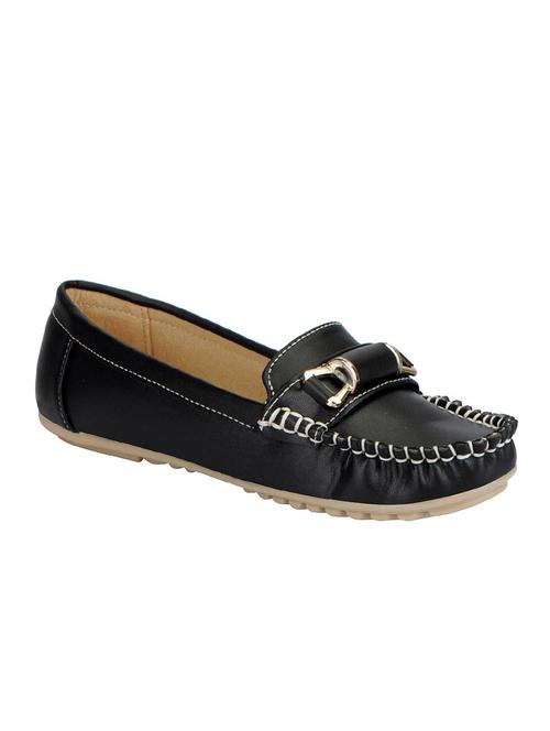 black faux leather slip on loafers - 14348595 - Very Small Image - 1