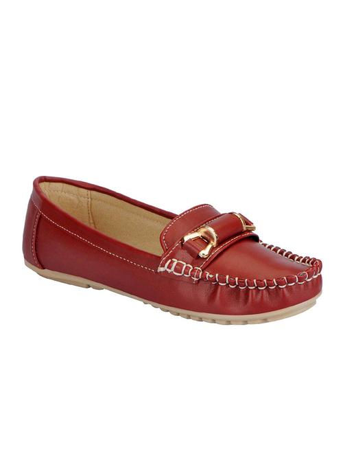 maroon faux leather slip on loafers - 14348596 - Very Small Image - 1