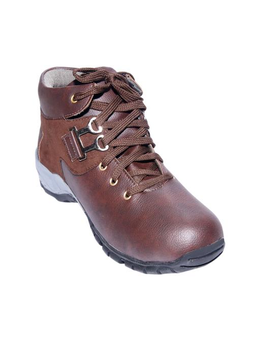 brown leatherette low ankle boot - 14348659 - Very Small Image - 1