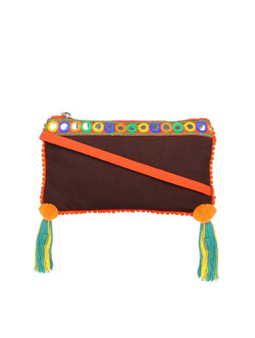 brown solid regular sling bag - 14349318 - Very Small Image - 1