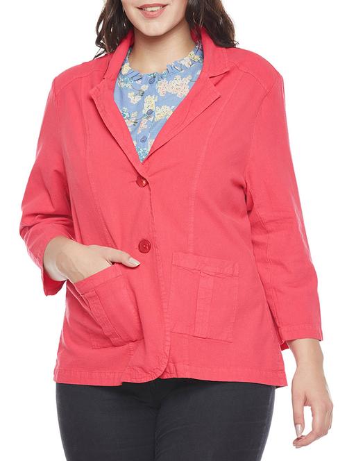 pink cotton casual blazer - 14349889 - Very Small Image - 1