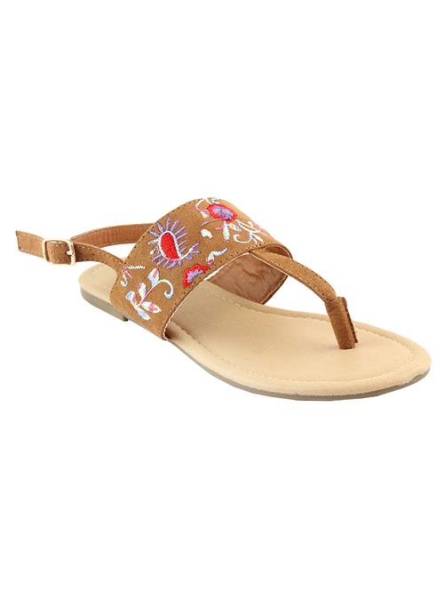tan pu back strap sandals - 14350072 - Very Small Image - 1