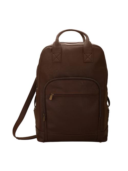 brown leatherette  laptop backpack - 14350218 - Very Small Image - 1