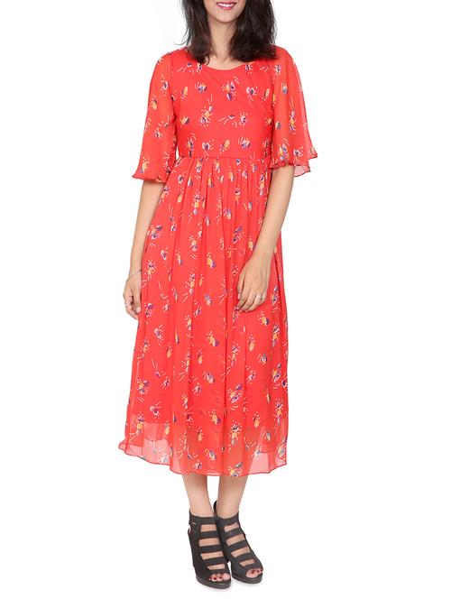 red chiffon maxi dress - 14350407 - Very Small Image - 1