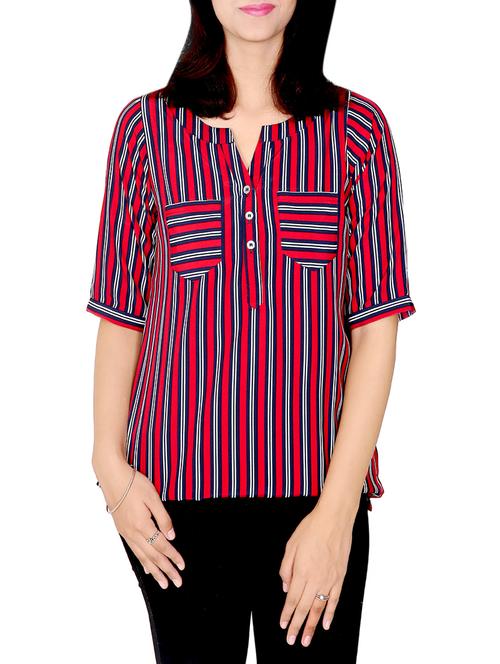 red poly crepe top - 14350732 - Very Small Image - 1