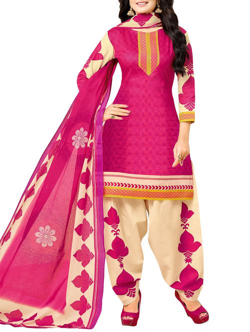 pink cotton dress material - 14350756 - Very Small Image - 1