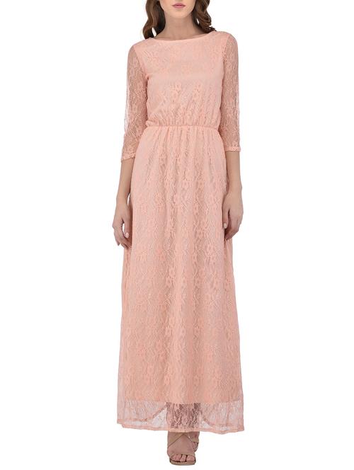 pink solid maxi dress - 14352811 - Very Small Image - 1