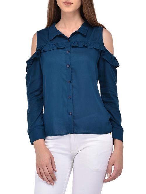 navy blue viscose regular shirt - 14352826 - Very Small Image - 1