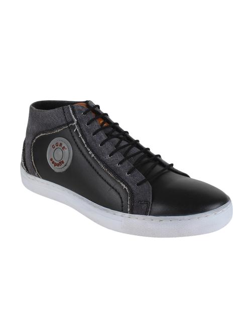 Black Leatherette Lace Up Sneaker - 14354424 - Very Small Image - 1