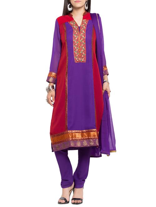 embroidered churidaar suit set - 14354474 - Very Small Image - 1