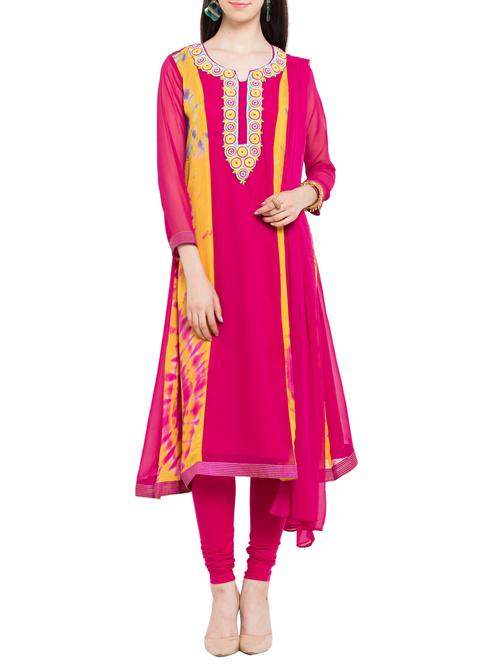 Magenta Stitched Flared Suit - 14354492 - Very Small Image - 1