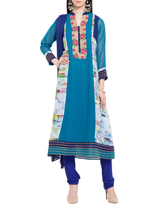blue stitched flared suit - 14354497 - Very Small Image - 1