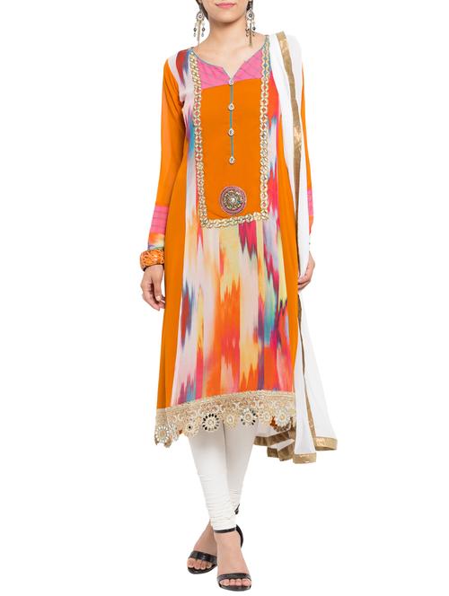 yellow printed stitched churidaar suit - 14354503 - Very Small Image - 1