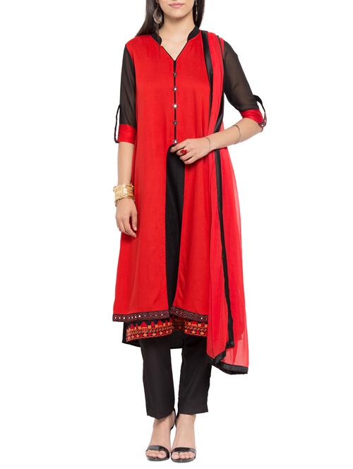 embroidered layered pant suit set - 14354514 - Very Small Image - 1