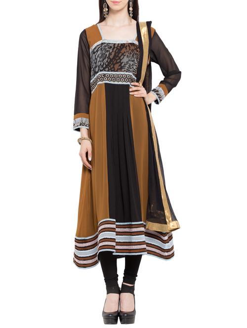 brown stitched anarkali suit - 14354520 - Very Small Image - 1