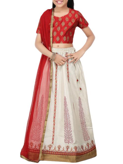 white polyester lehnga choli - 14355095 - Very Small Image - 1