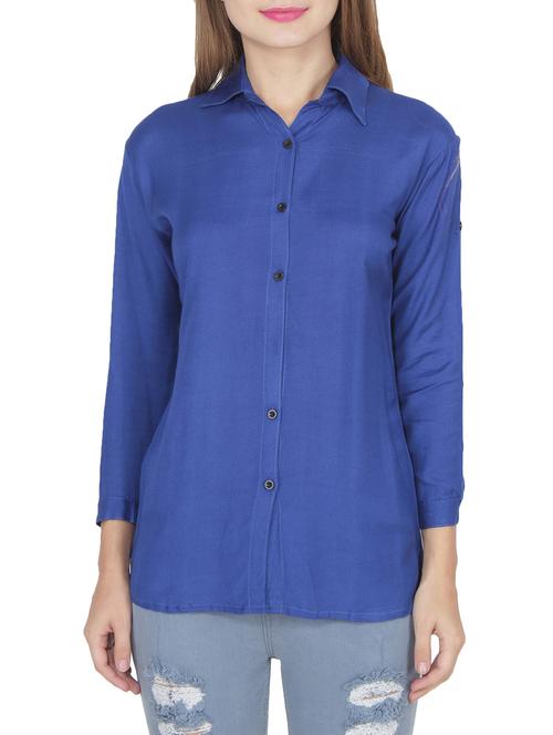 blue rayon casual shirt - 14355119 - Very Small Image - 1