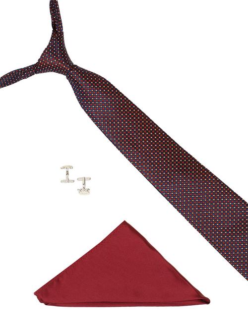 brown woven silk tie, pocket square and a pair of cufflinks - 14355339 - Very Small Image - 1