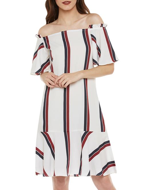 white striped crepe drop waist dress - 14355424 - Very Small Image - 1