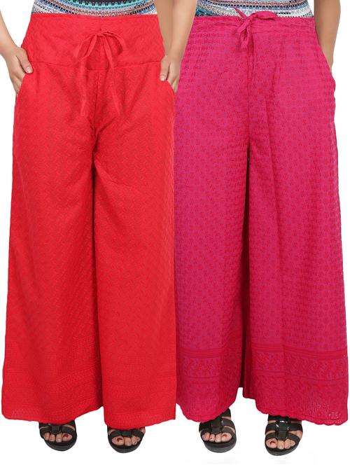 set of 2 multicolored cotton palazzos - 14355761 - Very Small Image - 1