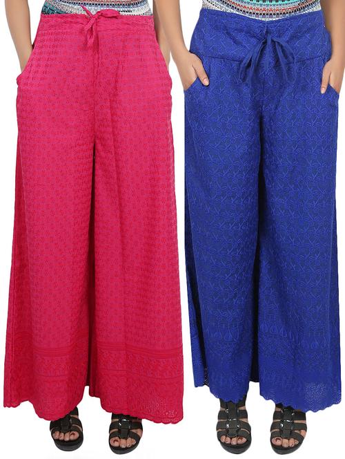 set of 2 multicolored cotton palazzos - 14355763 - Very Small Image - 1