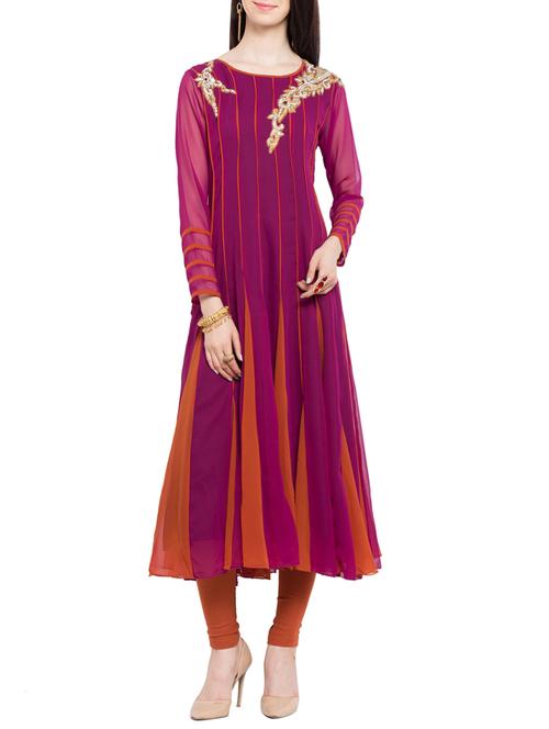 purple stitched flared suit - 14355940 - Very Small Image - 1
