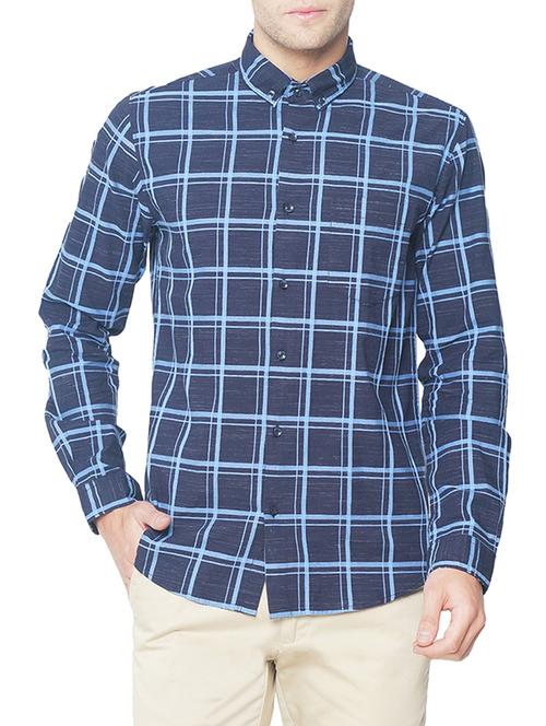 navy blue cotton casual shirt - 14356468 - Very Small Image - 1