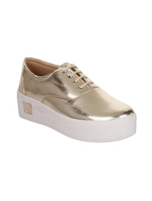 gold faux leather laceup sneakers - 14358691 - Very Small Image - 1
