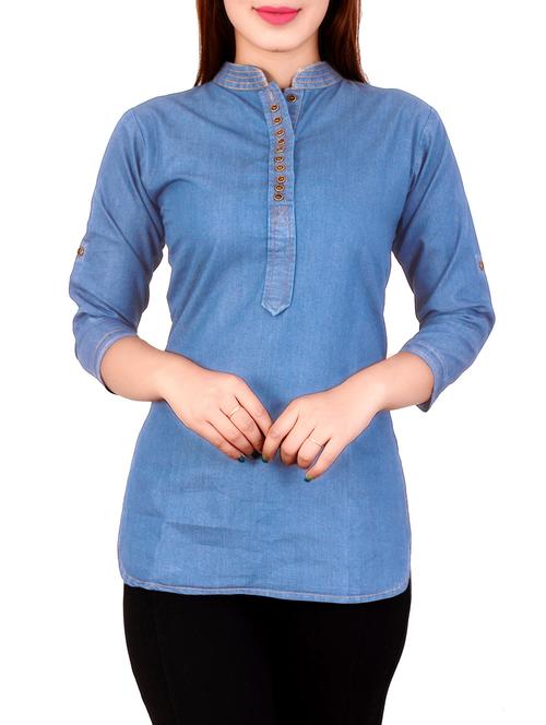 denim straight kurti - 14358823 - Very Small Image - 1