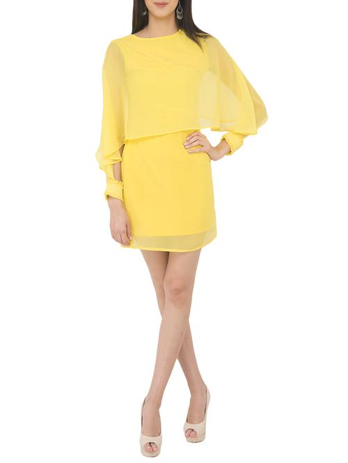 yellow georgette sheath dress - 14359935 - Very Small Image - 1