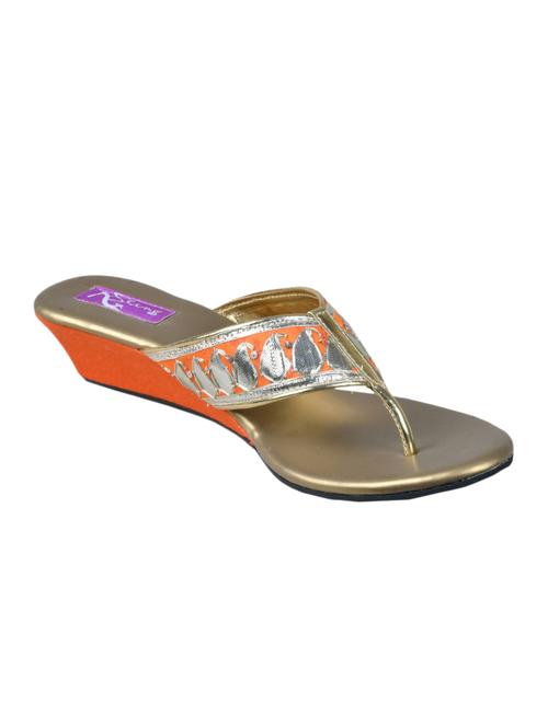 bling footwears orange ethnic wedge - 14360000 - Very Small Image - 1