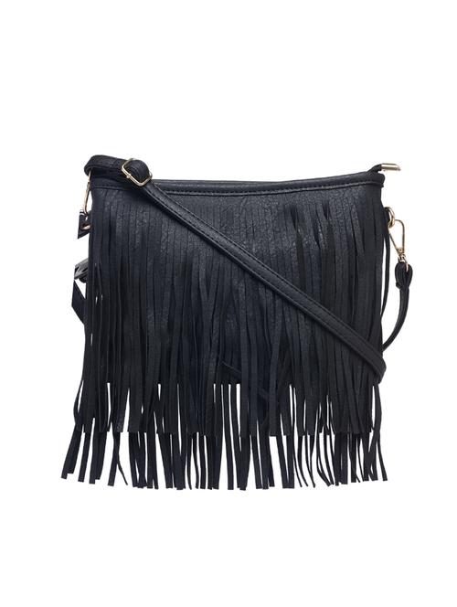 black leatherette regular sling bag - 14360720 - Very Small Image - 1
