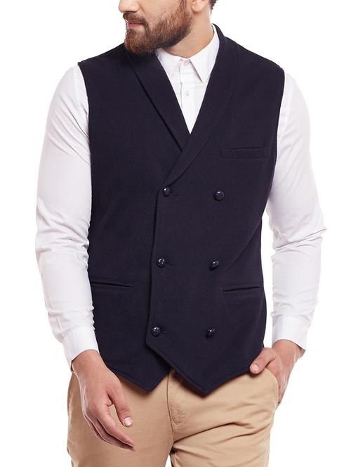 blue cotton waist coat - 14361018 - Very Small Image - 1