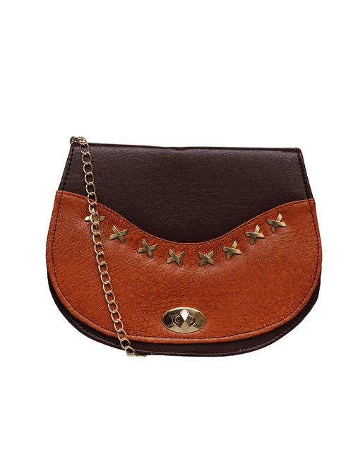 brown leatherette  regular sling bag - 14361595 - Very Small Image - 1