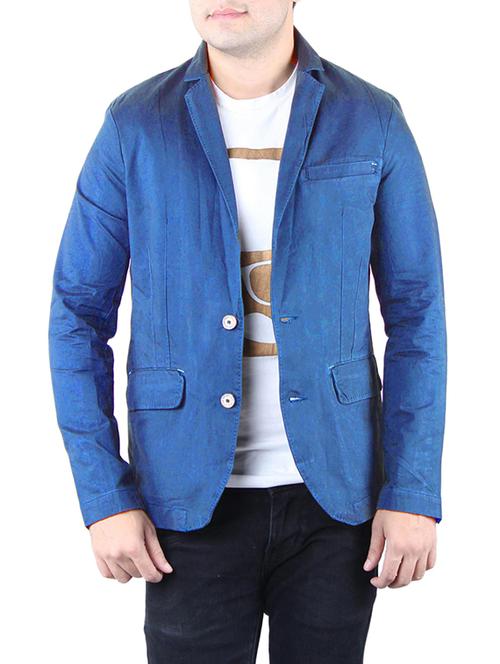 blue cotton casual blazer - 14362801 - Very Small Image - 1