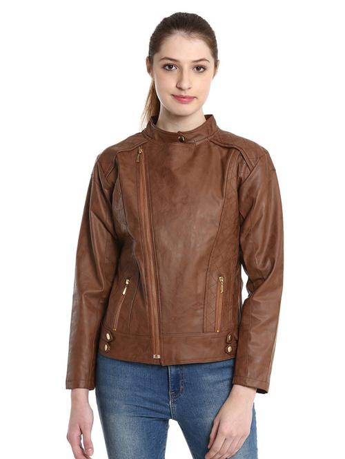 brown leather leatherleatherette jacket - 14364156 - Very Small Image - 1