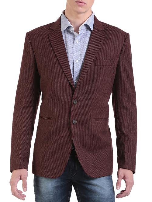 brown wool & polyester blend casual blazer - 14364779 - Very Small Image - 1