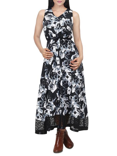 black printed crepe maxi dress - 14364914 - Very Small Image - 1