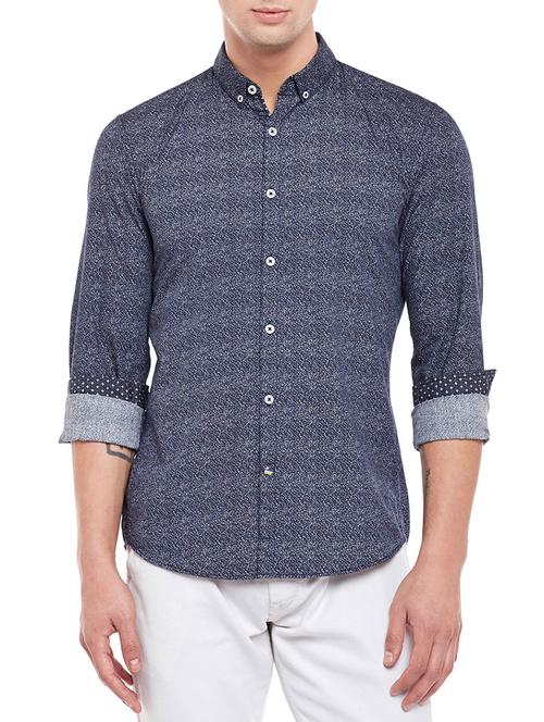 blue cotton casual shirt - 14366232 - Very Small Image - 1